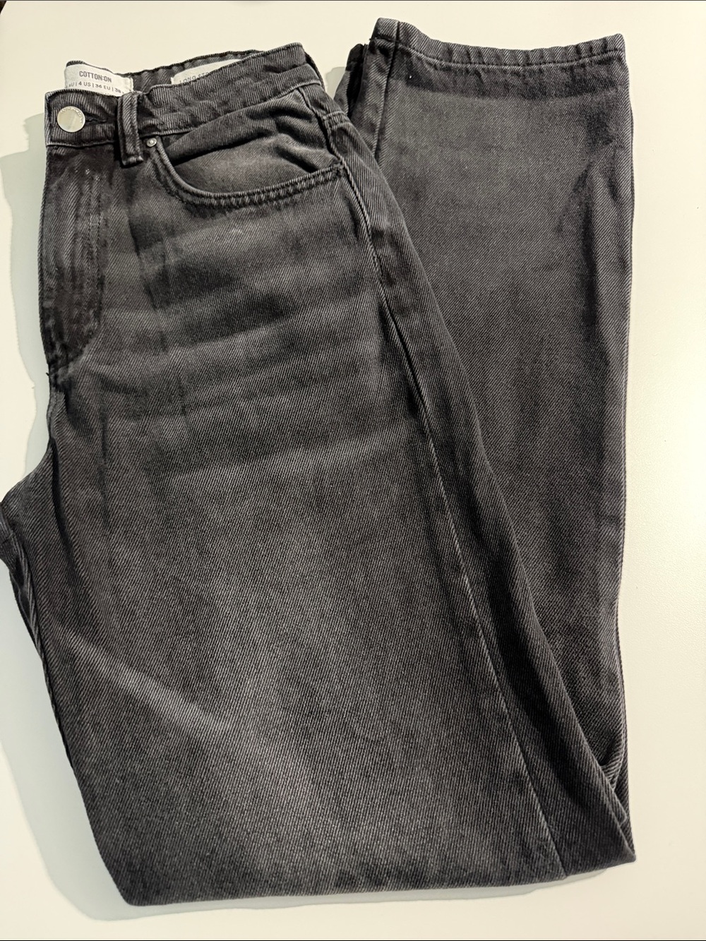 Cotton On Women’s Long Straight Leg Jeans in Charcoal Black